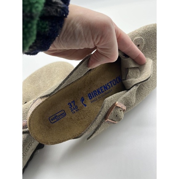 Birkenstock Boston Taupe Soft Footbed Comfort Cork Sole Slip Ons Size 6.5 - Picture 9 of 10